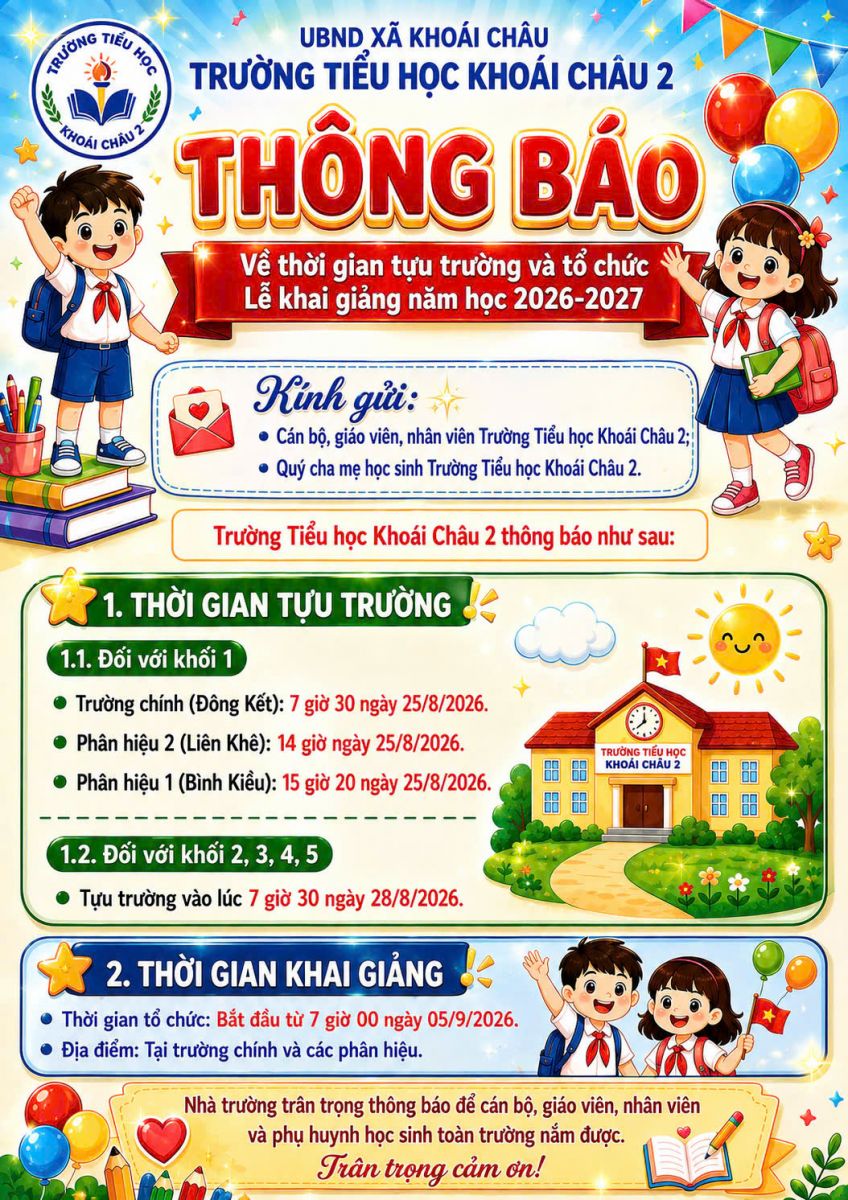 Thông báo ngáy tựu trường